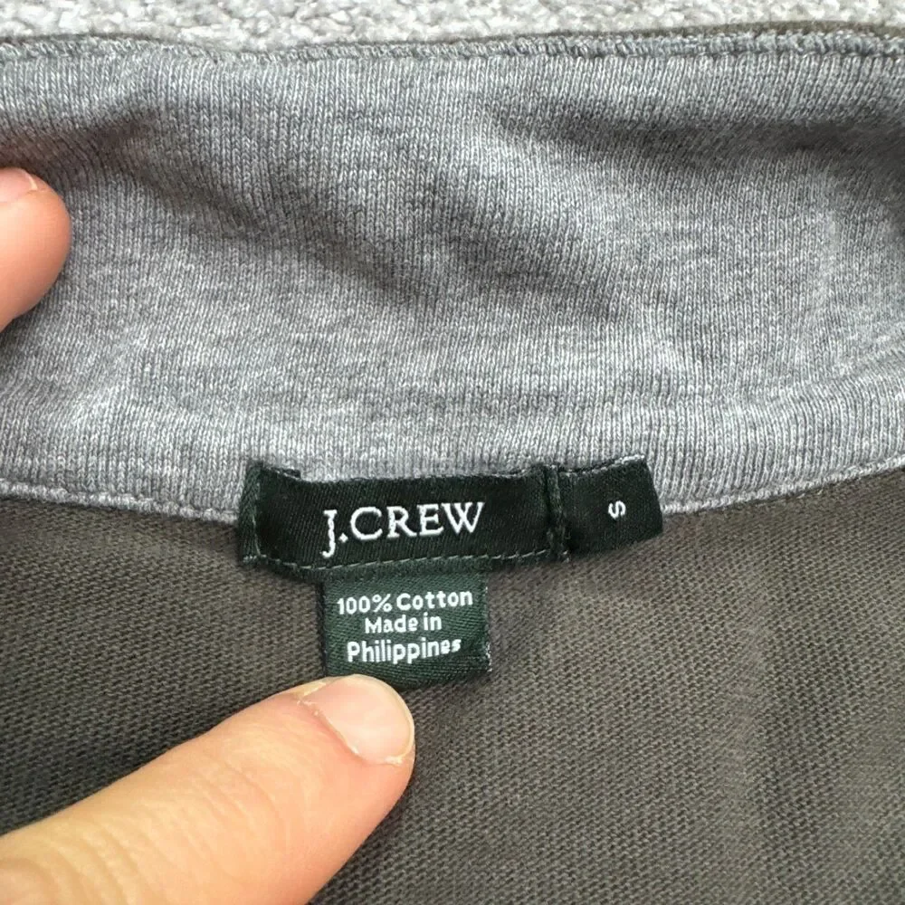 J.Crew Y2K 1/4 Zip Pullover Sweatshirt Mens Small Faded Green Cotton Mock Casual